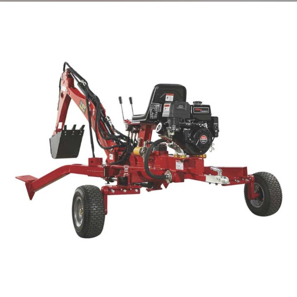 Red nortrac backhoe trencher on a white background