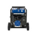 Back view of a blue and black powerhorse 15000w generator on a white background