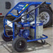 Blue powerhorse hot water 3600 psi pressure washer on wheels with visible branding in an industrial setting
