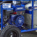 Powerhorse hot water 2.6 gpm 3600 psi hot water pressure washer engine with 'Reliable Power' text on a blue machine.