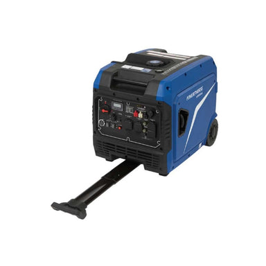 Blue and black powerhouse inverter generator 8000 watts on a white background