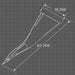 Technical drawing of a loflin skid steer stump bucket with measurements on a grid background