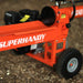 Orange SUPERHANDY 20 ton log splitter on a gravel surface