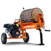 Orange superhandy 20 ton  log splitter with a log on a white background, featuring the brand 'SuperHandy'.