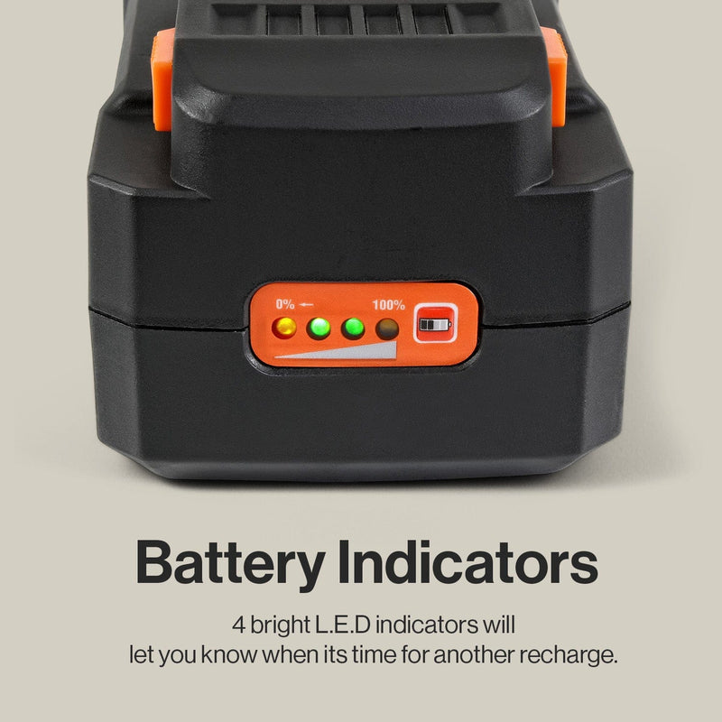 SuperHandy  Black battery pack with orange indicators on a gray background