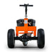 An orange and black SuperHandy Electric Trailer Dolly with all-terrain tires, a powerful electric motor, and a height-adjustable hitch. Front view.