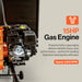 15HP gas engine with specifications on a gray background