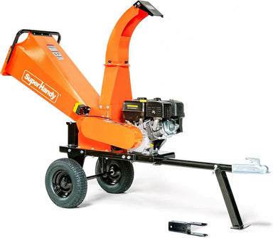 Orange wood chipper with 'SuperHandy' branding on a white background
