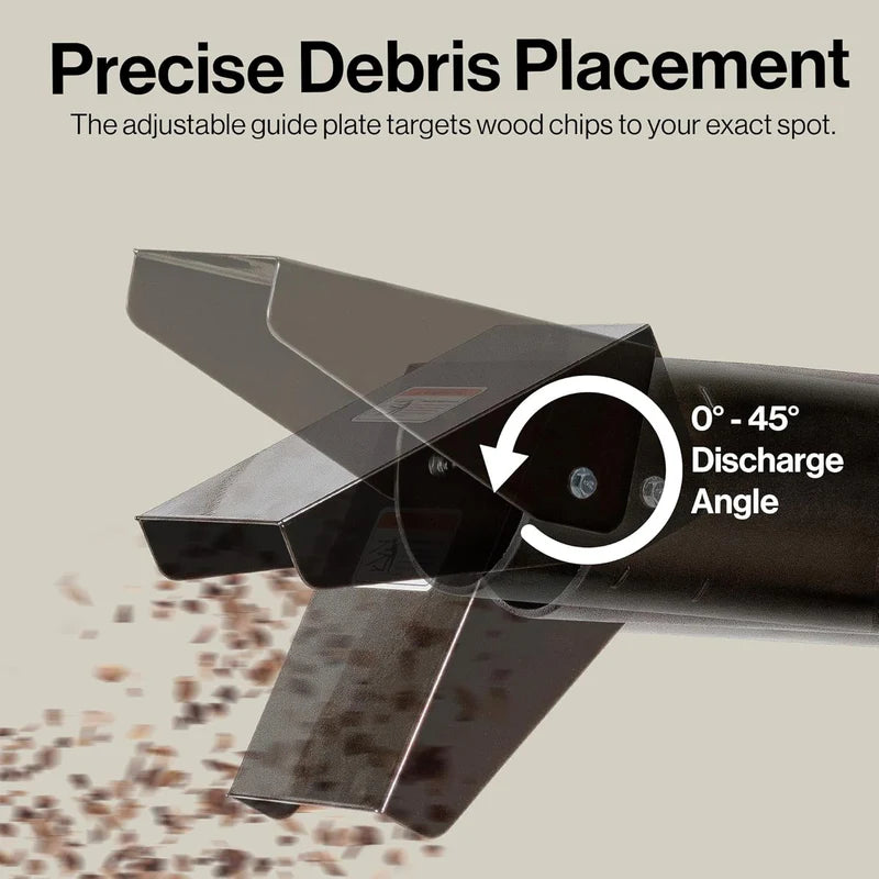 Adjustable guide plate for precise debris placement with text on a beige background
