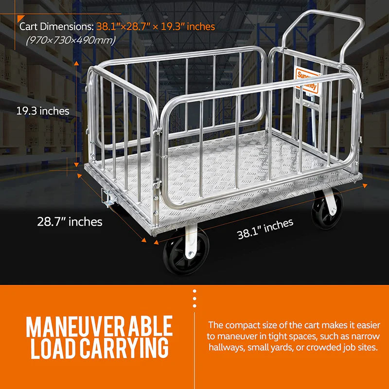 SuperHandy Platform Truck & Trailer - 1200Lb Capacity, Connects Directly to Utility Tugger