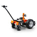 An orange and black superhandy electric trailer dolly 7500 lbs with a black handle and four castor wheels, designed for heavy-duty towing.