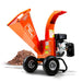 Orange and black superhandy 3 in wood chipper with 'Super Handly' branding on a white background