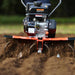 supoerhandy 27 inch tiller cultivator in action on a field