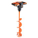Orange and black superhandy ice auger on a white background