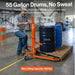 Person using a superhandy 55 gal drum lifter to move 55-gallon drums in an industrial setting.