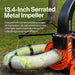 Superhandy Debris loader leaf vacuum with a 13.4-inch serrated metal impeller with text on a grassy background
