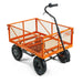 Orange superhandy electric assist garden cart with a black handle on a white background