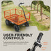 Orange superhandy electric garden cart with user-friendly controls on a grassy background