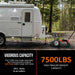 White travel trailer being pulled by a superhandy electric trailer dolly pro 7500 lbs in a forest setting, highlighting 7500 lbs max trailer weight capacity.