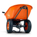 Orange superhandy 48v utility wheelbarrow with black wheels on a white background