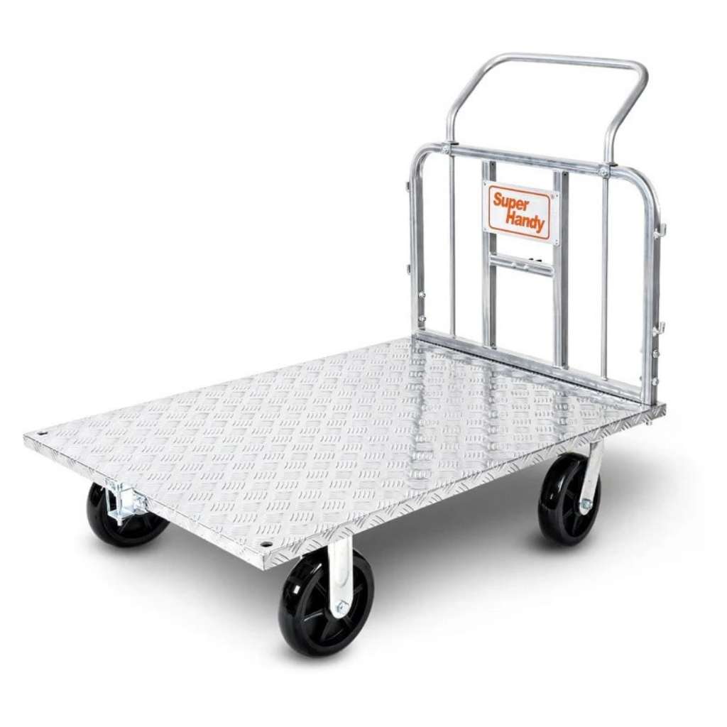 superhandy Metal platform truck with wheels on a white background