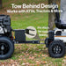 superhandy 15 hp towable leaf blower with a Tow behind design for ATVs and tractors with a pin hitch on a grassy background.