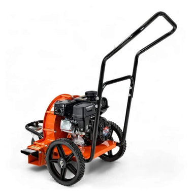 Orange and black superhandy 209cc walk behind leaf blower on a white background
