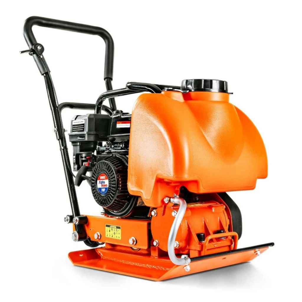 Orange supehandy 7 hp water tank plate compactor on a white background
