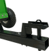 Close-up of a green yardBeast 3514 Atv self feeding Woodchipper with a black metal hitch on a transparent background