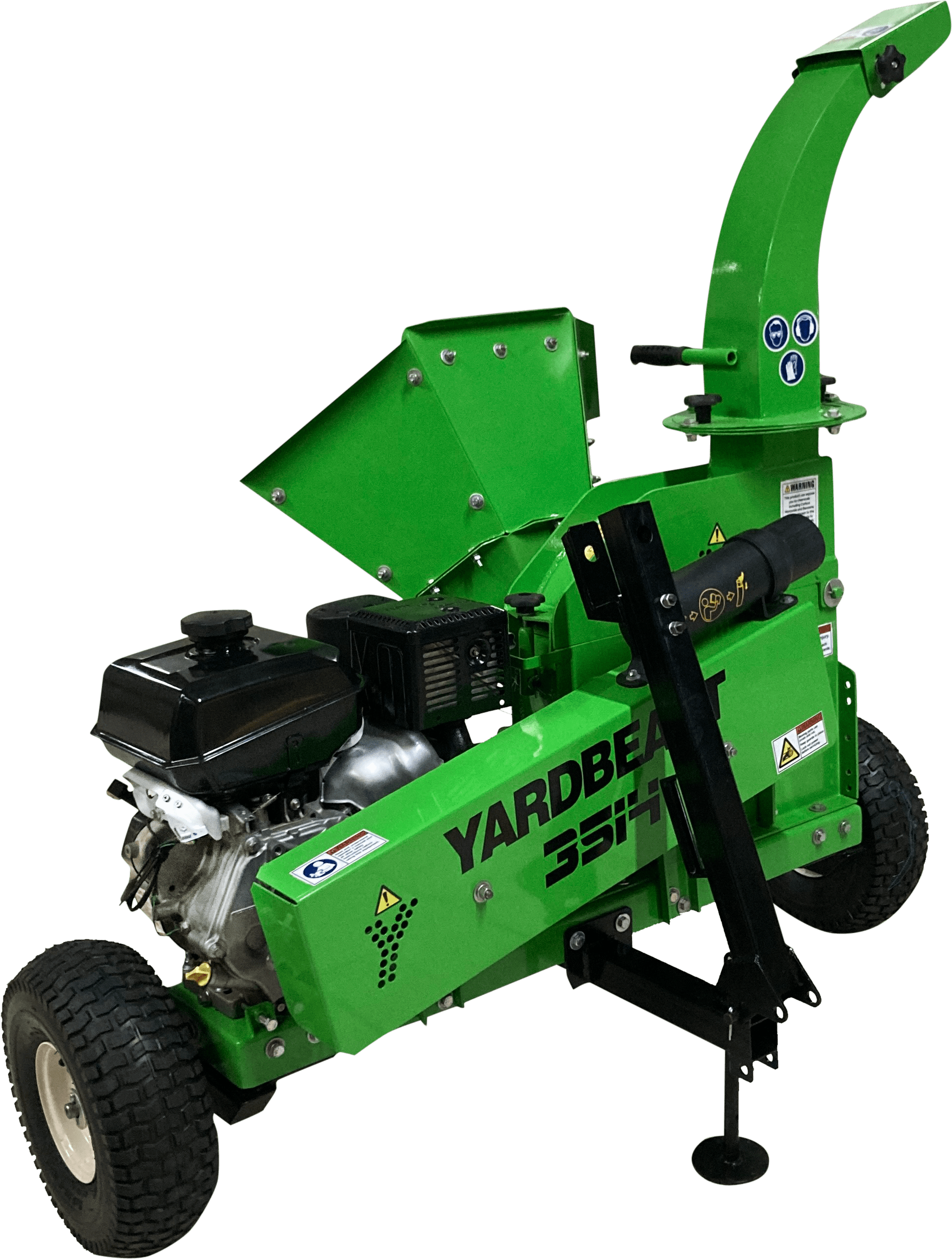 GreenyardBeast 3514 Atv Woodchipper on a transparent background front view with the yardbeast logo showing